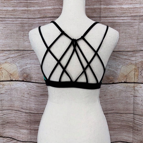 Fabletic Green and Black Dash Bikini Top Size M - Picture 6 of 10